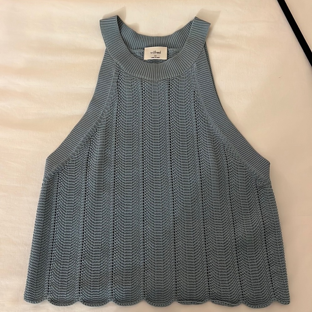 Wilfred blue knit high neck tank top, like new condition